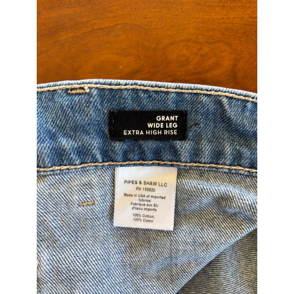 Veronica Beard Grant Wide Leg Extra High Rise Jeans Cape Wash 29 Patch Pocket LA - Picture 6 of 14